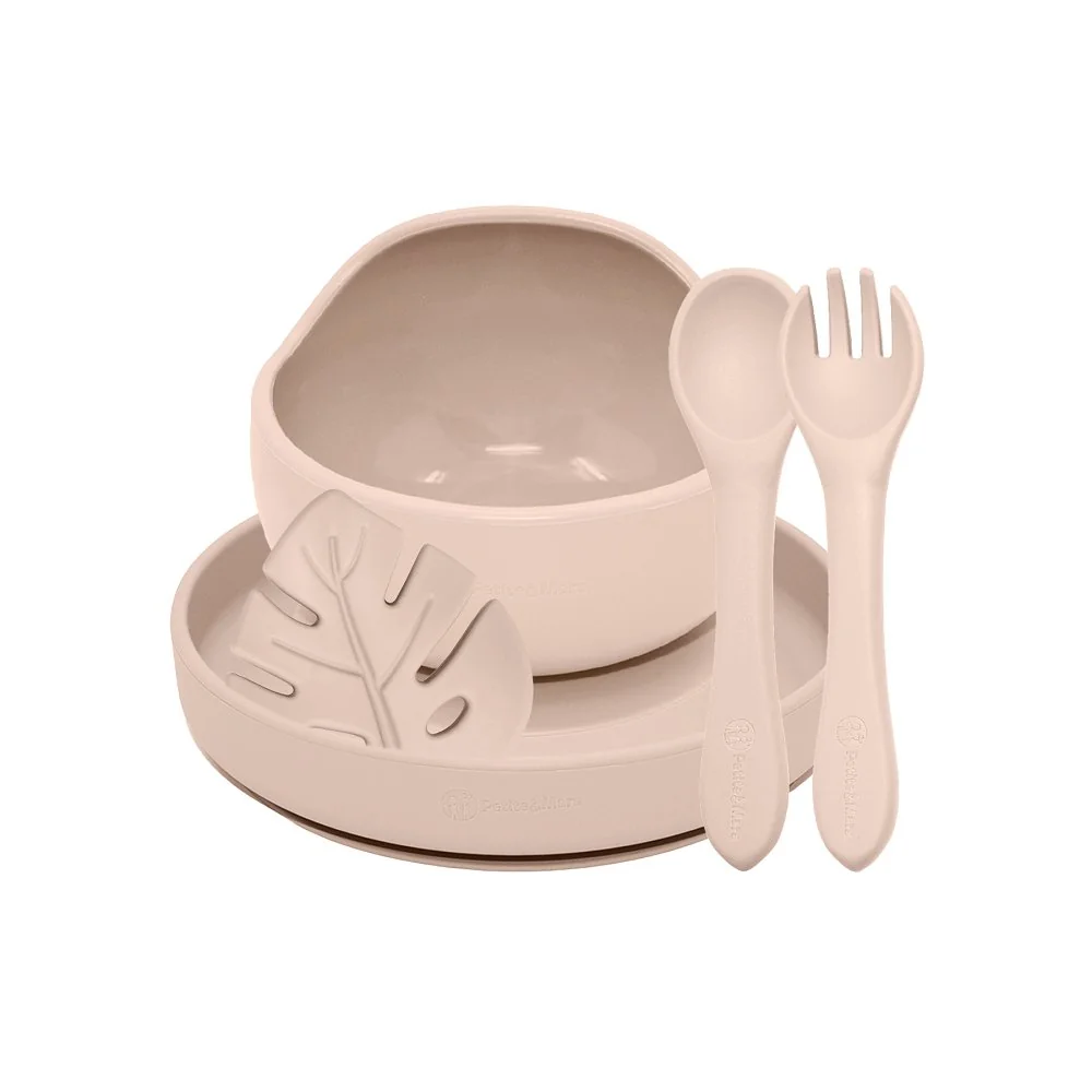 Petite&Mars Set jídelní silikonový TAKE&MATCH 4 ks Desert Sand 6m+