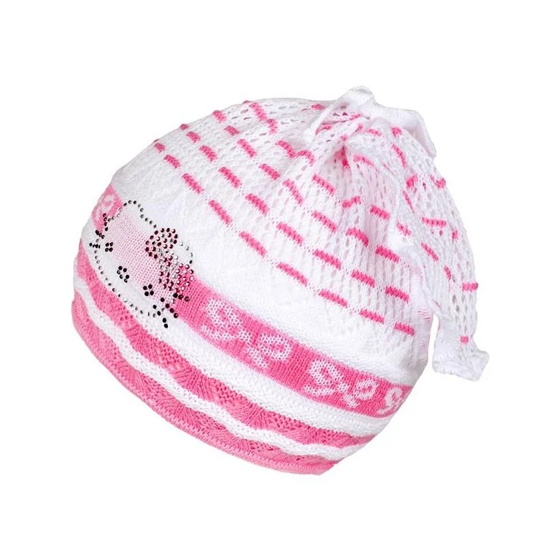 New Baby Pletená čepička-šátek  kočička růžová, vel. 104 (3-4r)