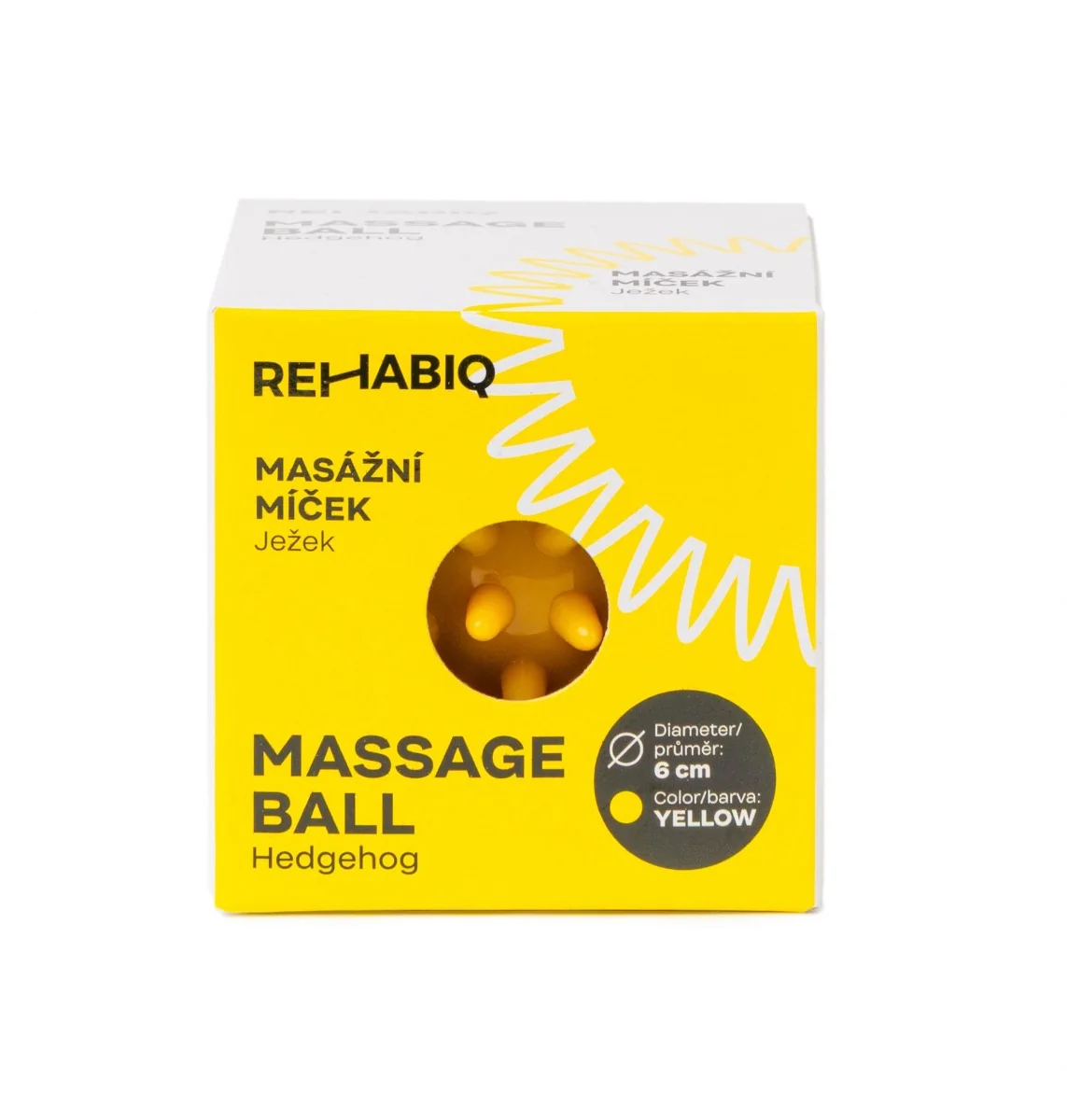 Rehabiq Masážní míček ježek 6 cm 1 ks žlutý