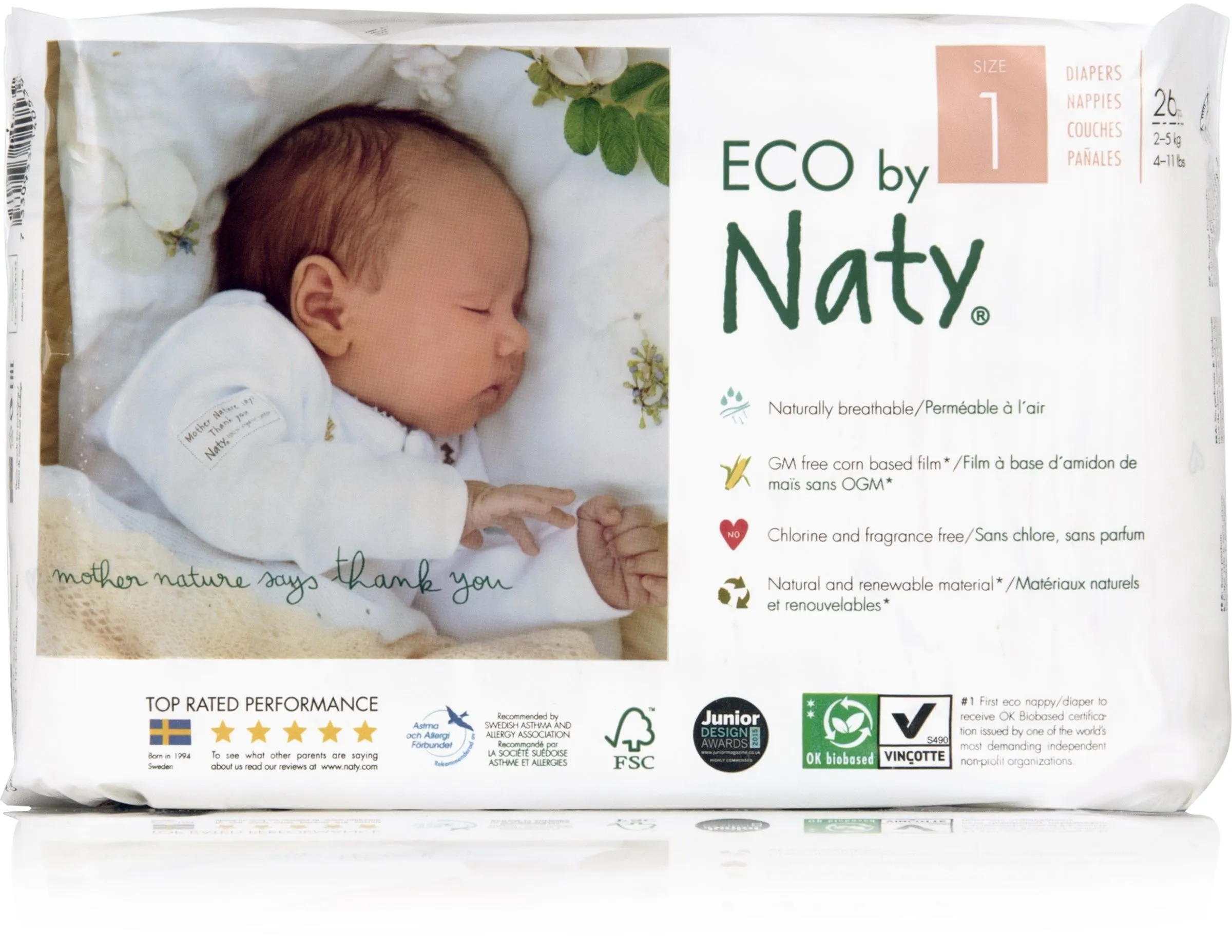 ECO by Naty Newborn 2-5 kg dětské plenky 26 ks