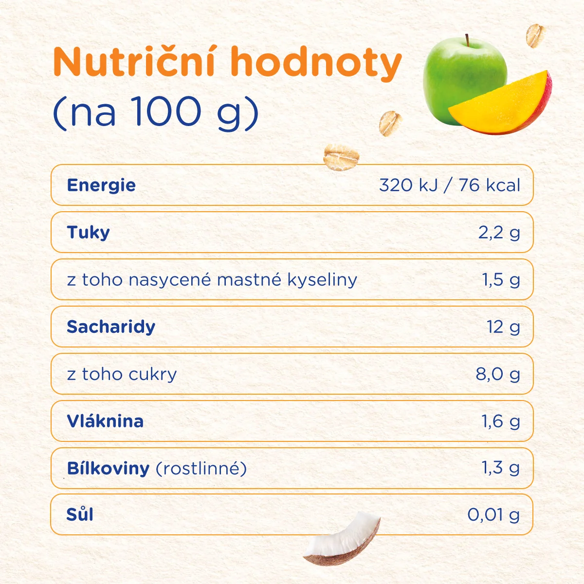 Sunar Smootík Mango, kokosové mléko, ovesné vločky kapsička 120 g