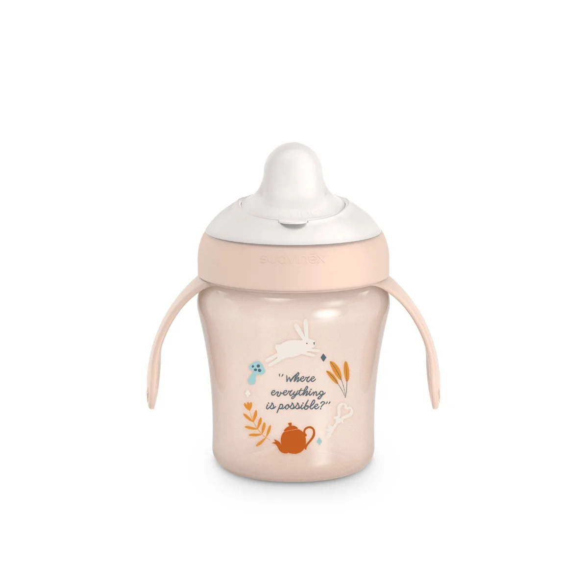 Suavinex Wonderland Nerozlitný hrníček 6m+ 200 ml 1 ks růžový