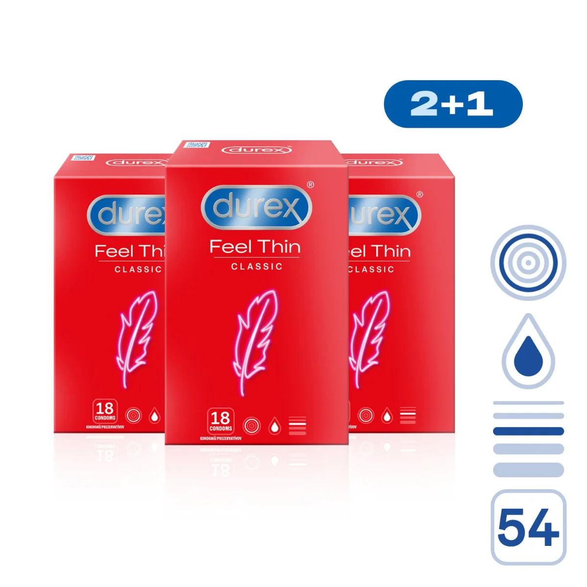 Durex Feel Thin Classic kondomy pack 54 ks