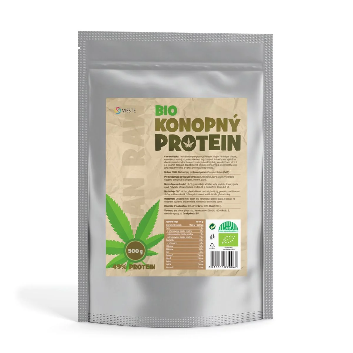 Vieste Konopný protein 100% naturální 500 g