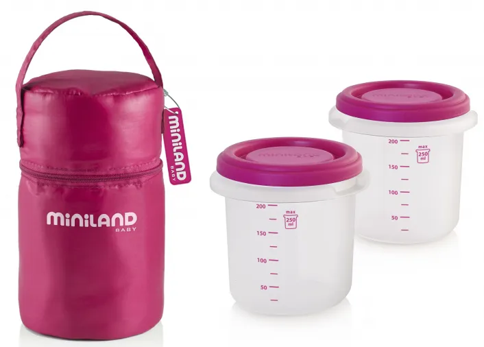 Miniland Termoizolační pouzdro + kelímky na jídlo Pink 