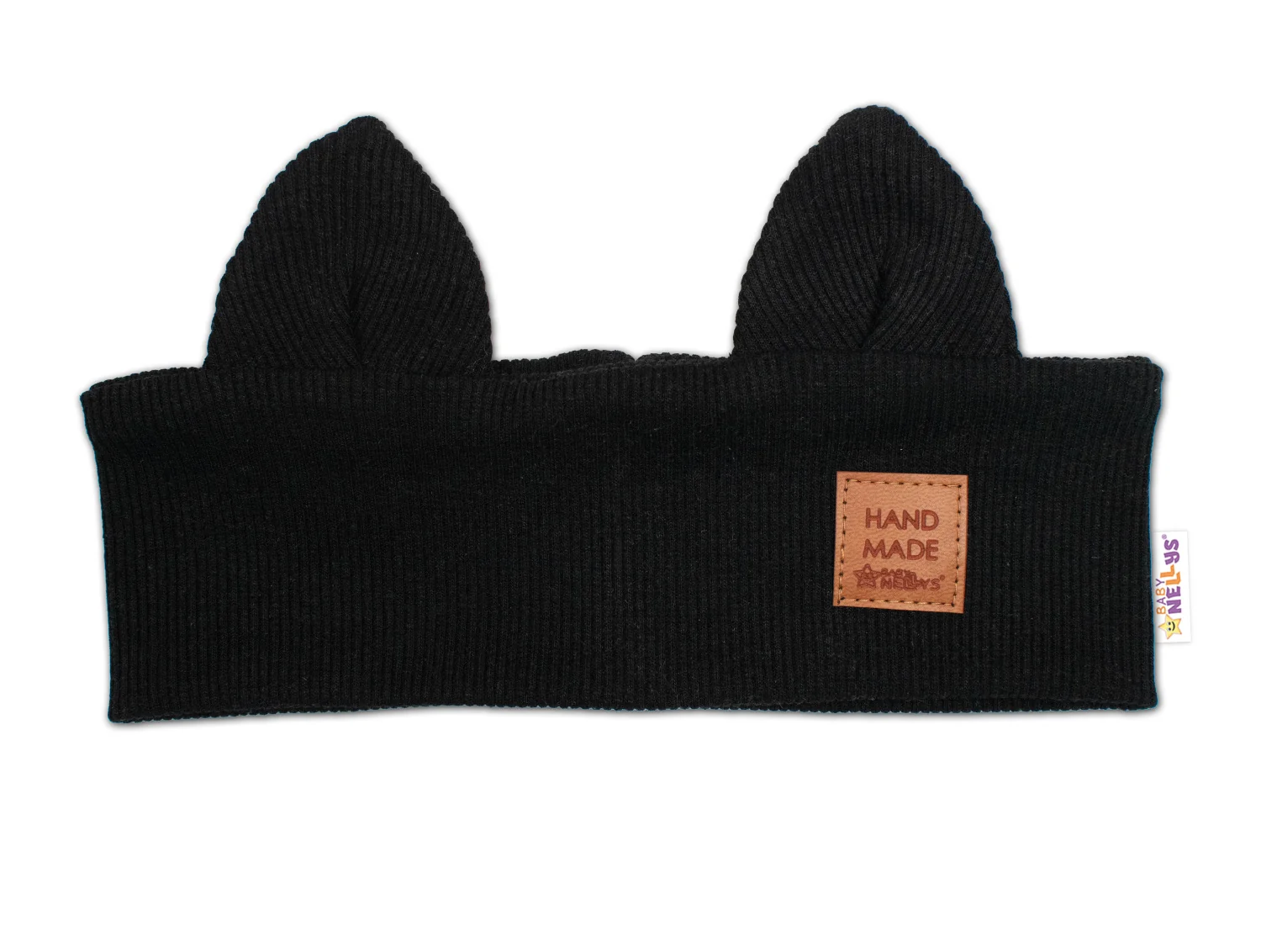 Baby Nellys Čelenka Cat s oušky pro děti Hand Made - černá, 4-8 let
