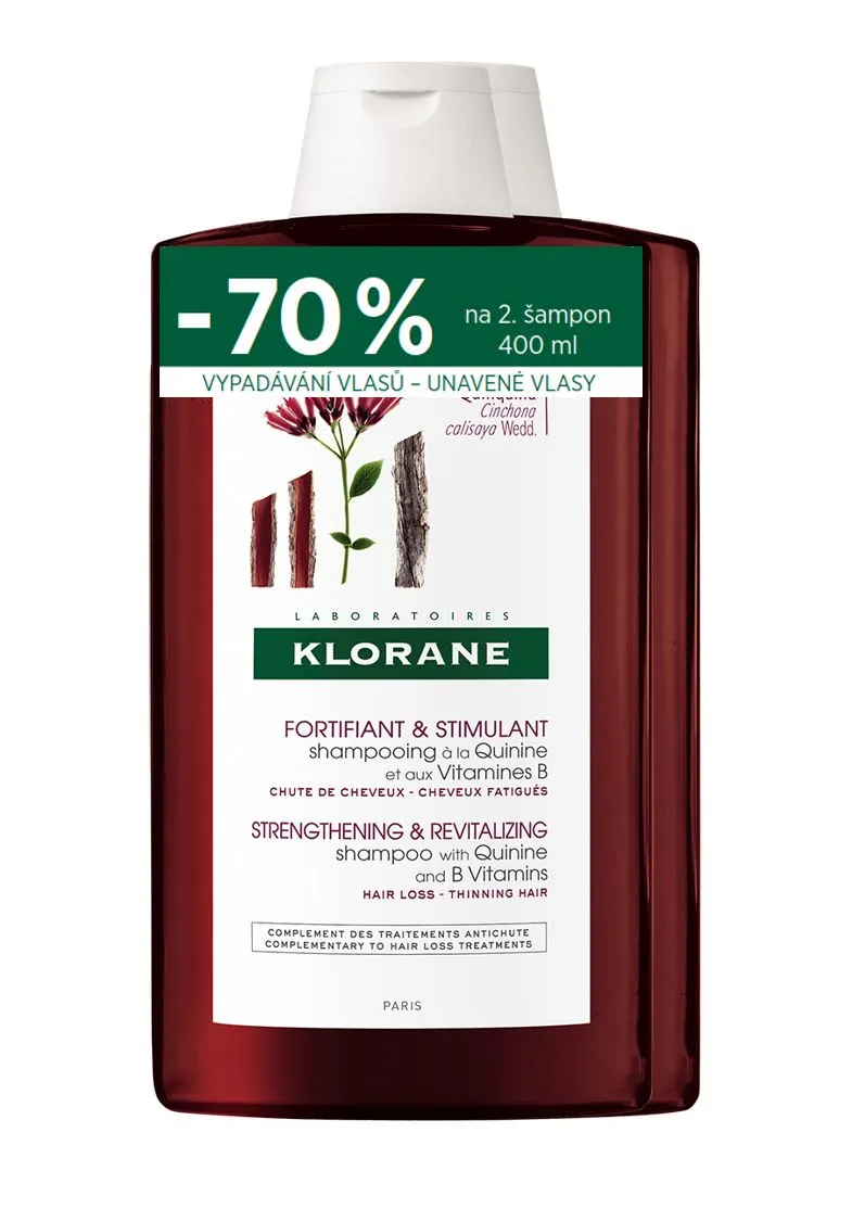 KLORANE Šampon s chininem 2x400 ml