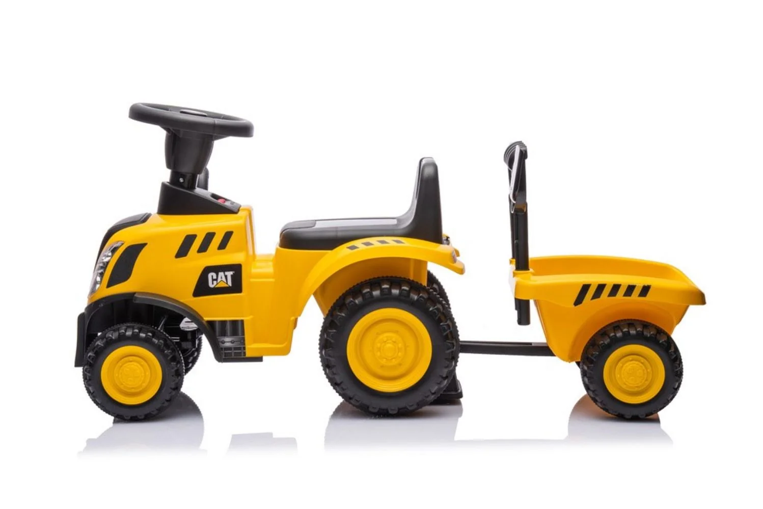 TULIMI Dětské odrážedlo traktor s přívěsem, nářadím a zvuky žluté