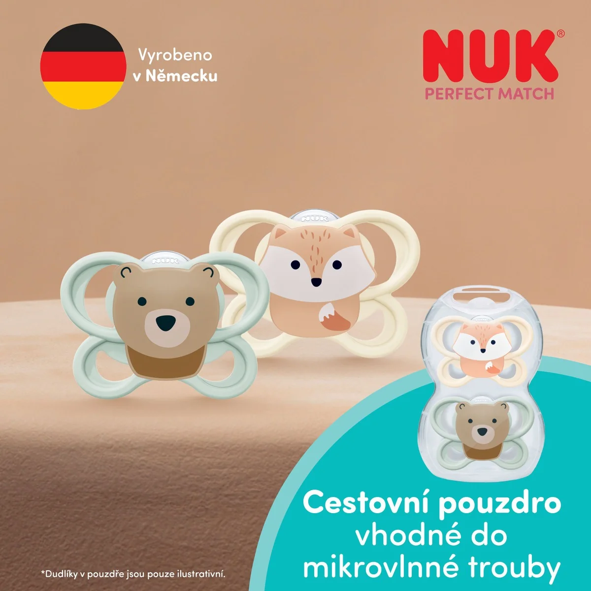 NUK Perfect Match Air Dudlík 0–2m box 2 ks fox/bear