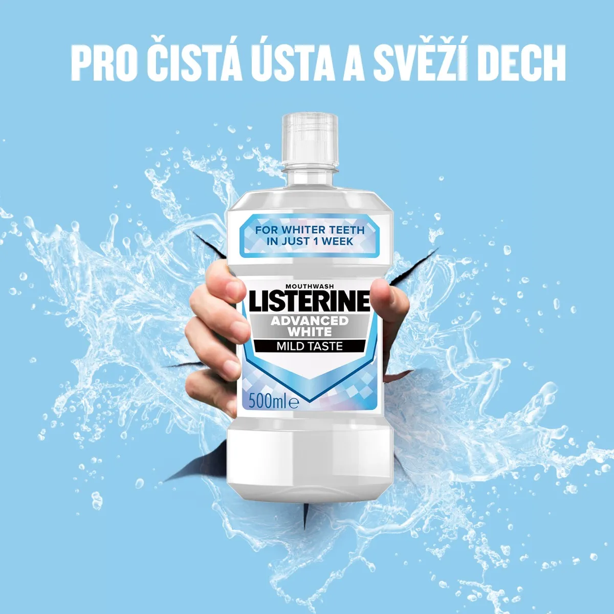 Listerine Advanced White Mild Taste ústní voda 500 ml