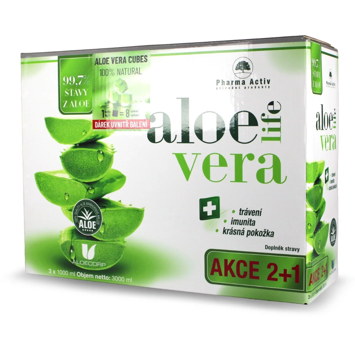 Pharma Activ AloeVeraLife 3x1000 ml + Aloe Vera Cubes 10g