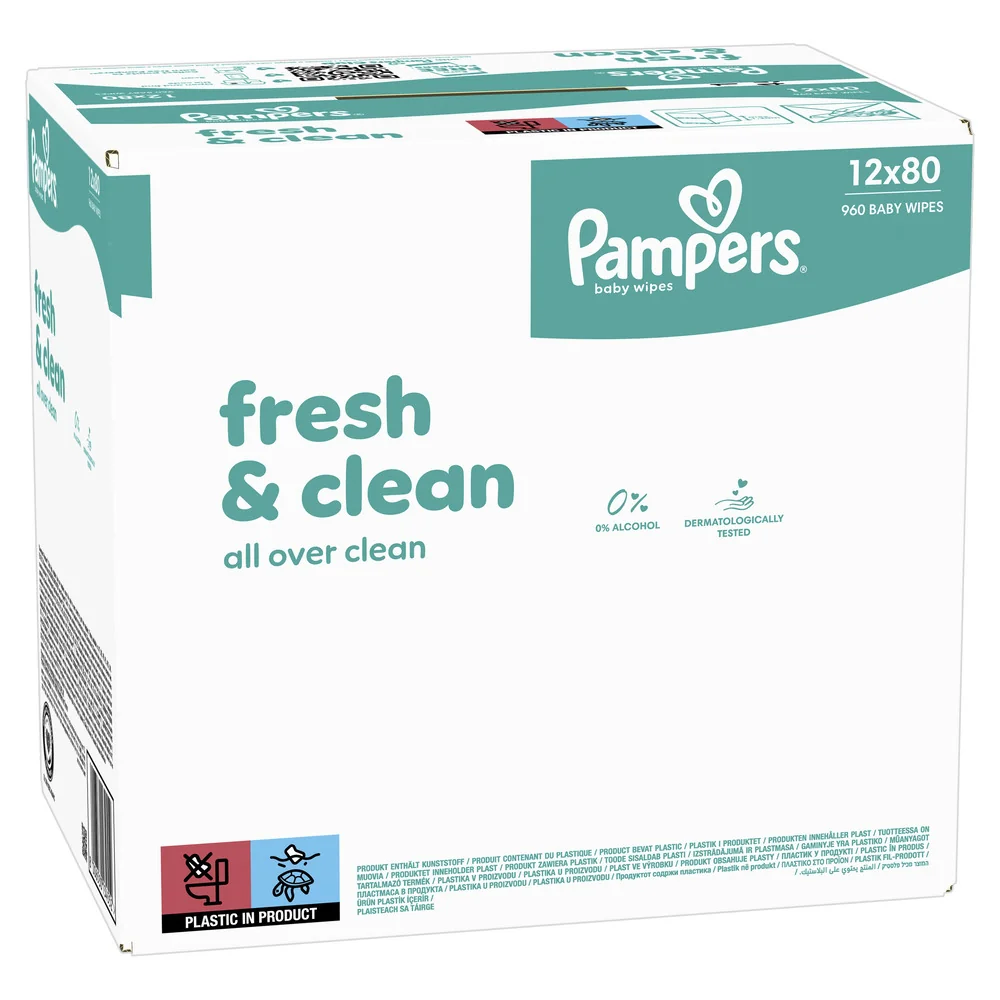 Pampers Fresh Clean dětské čisticí ubrousky 12x80 ks
