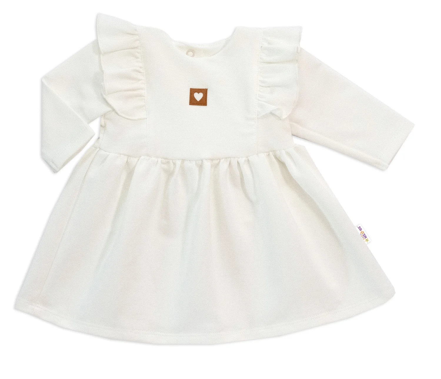 Baby Nellys Dětské teplákové šaty, tunika Vintage Love - krémové, vel. 62