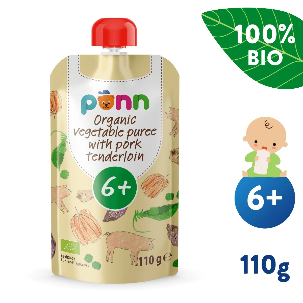 SALVEST Põnn BIO Vepřová panenka se zeleninovým pyré 110 g