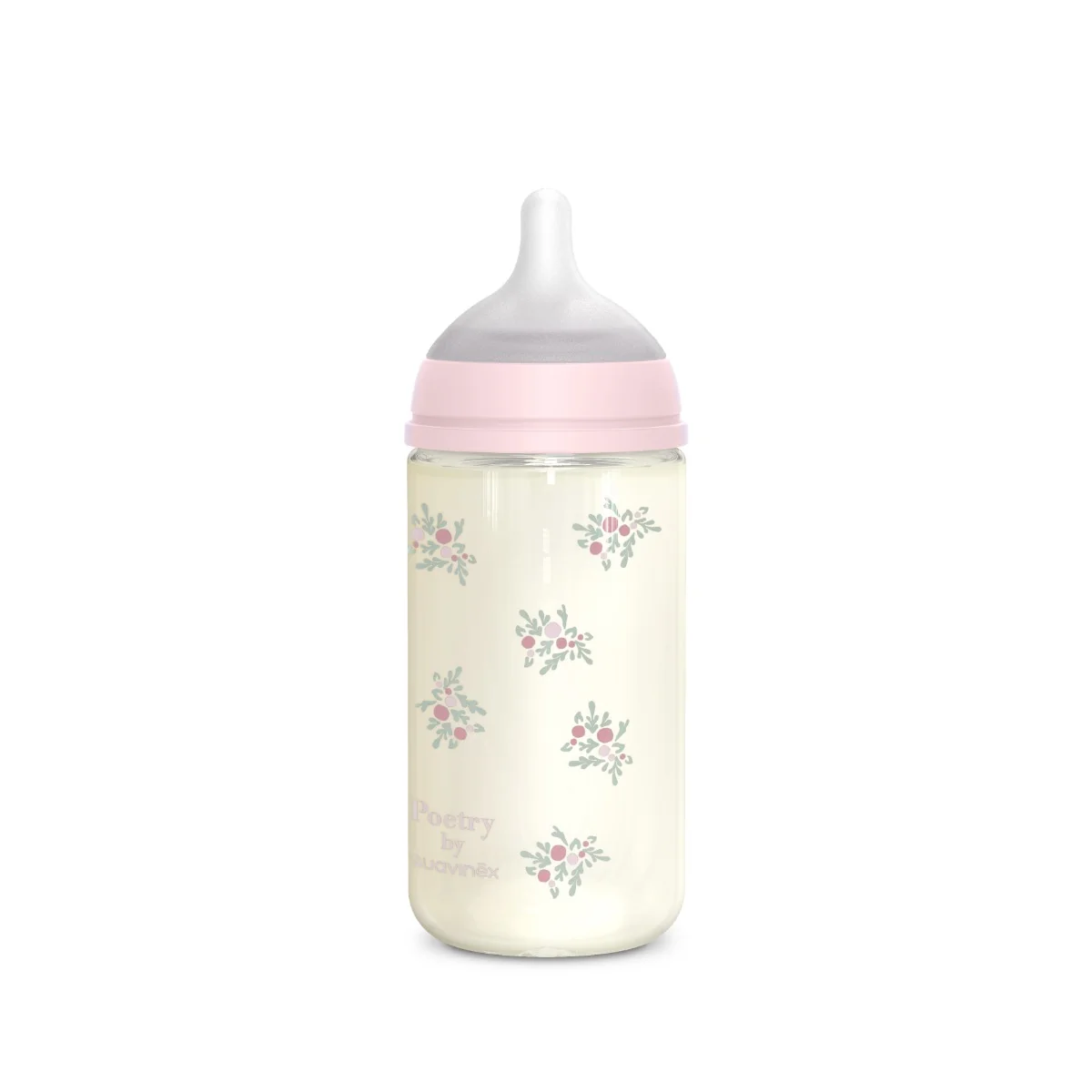 Suavinex Poetry Skleněná láhev fyziologická SX Pro 3m+ MF 240 ml 1 ks růžová