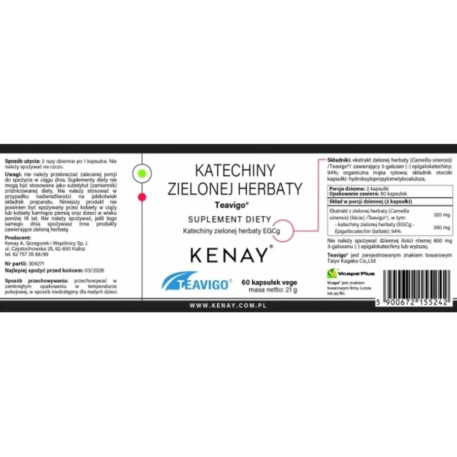 Kenay Katechiny zeleného čaje EGCG 300 mg 60 kapslí