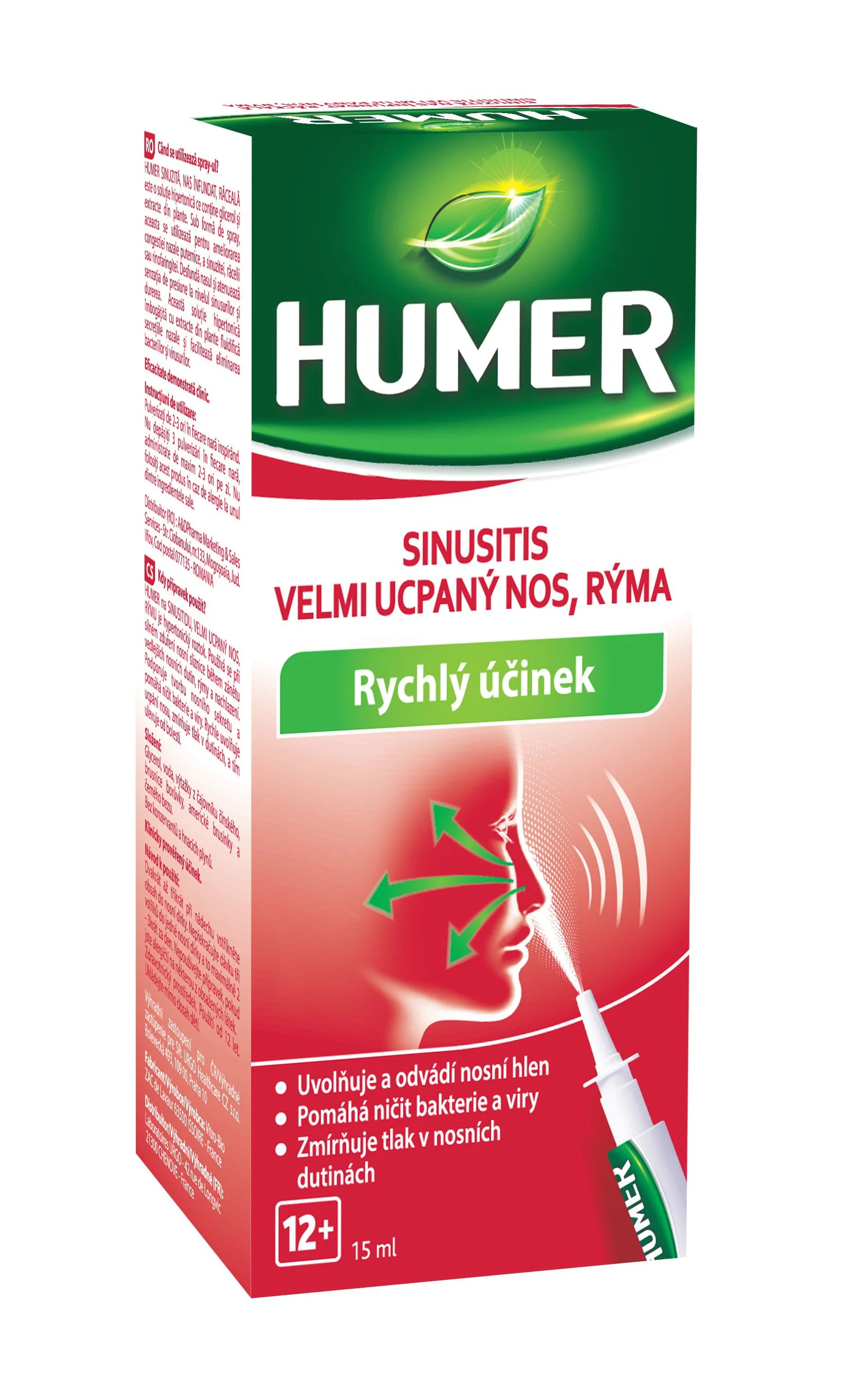Humer Ent Humer SINUSITIS velmi ucpaný nos sprej 15 ml | Dr. Max Lékárna