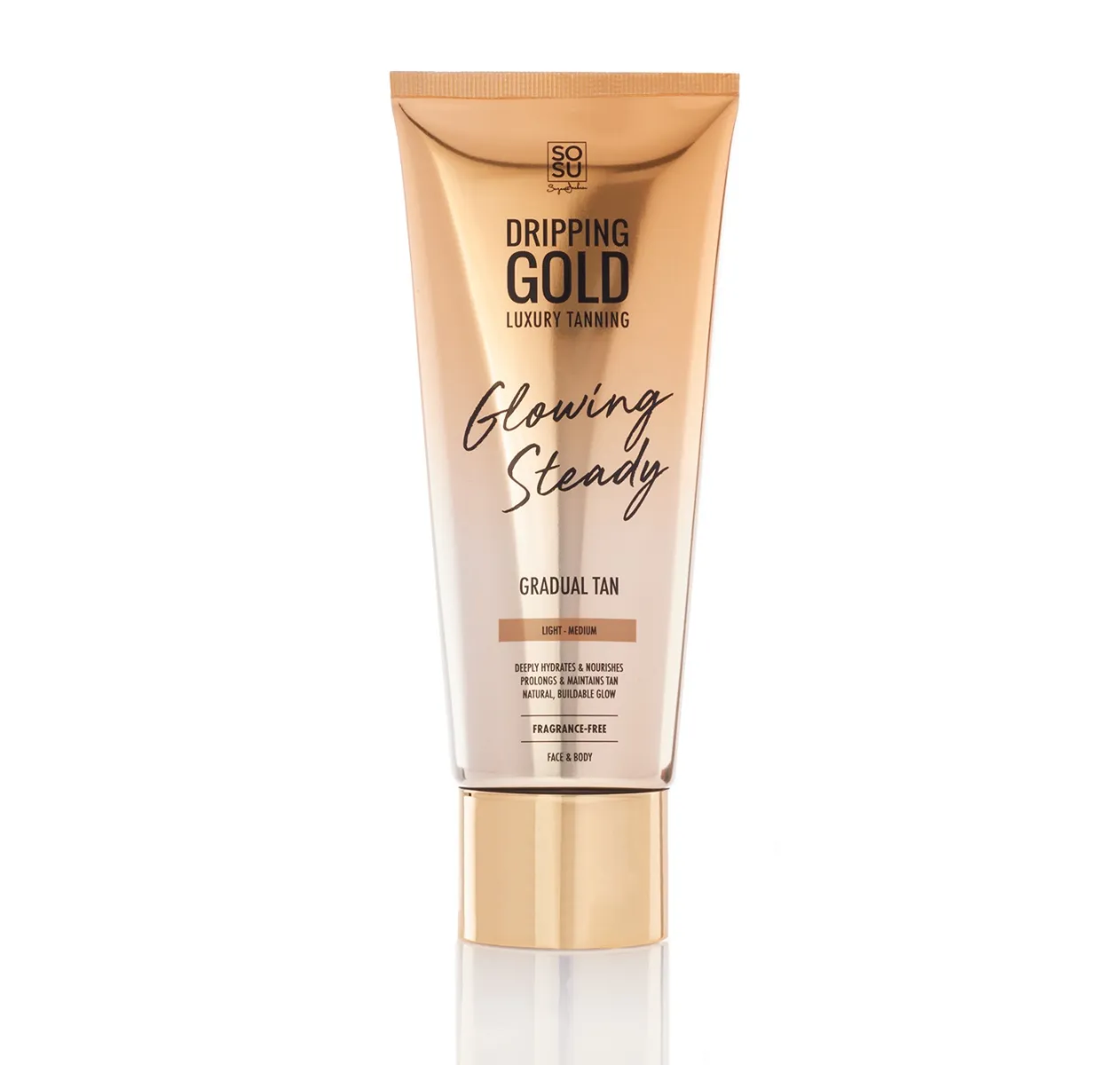 SOSU Dripping Gold Glowing Steady samoopalovací krém Gradual Tan light, medium 200 ml