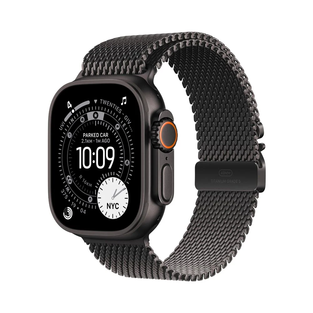 Apple Watch Ultra3 49 mm milánský řemínek černý S chytré hodinky