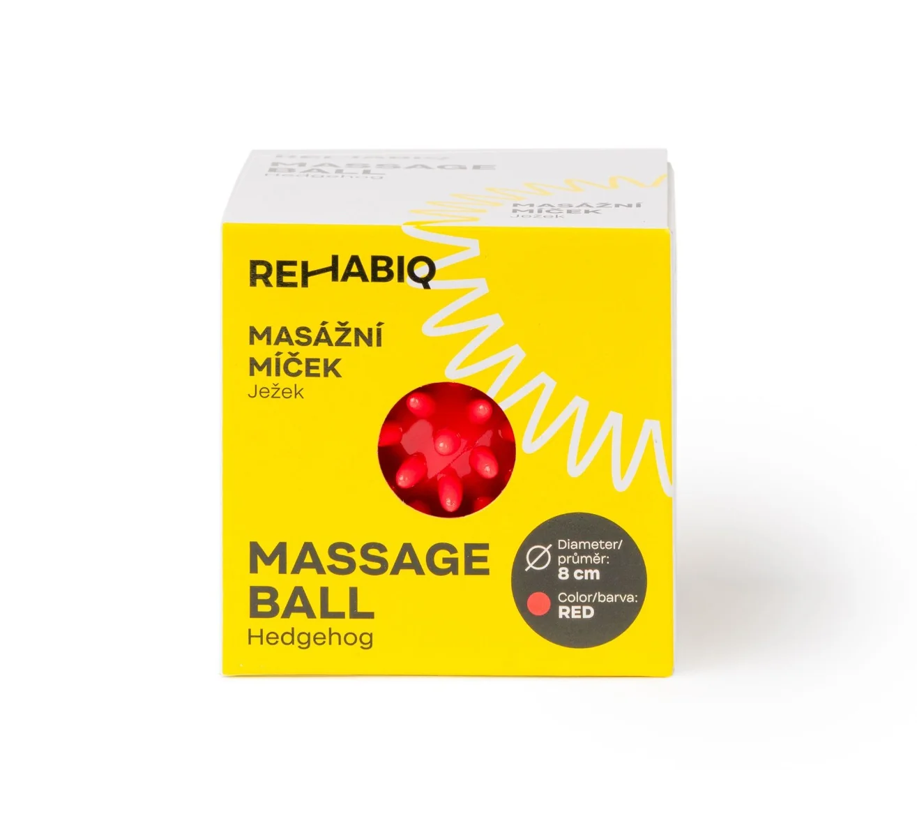Rehabiq Masážní míček ježek 8 cm 1 ks červený