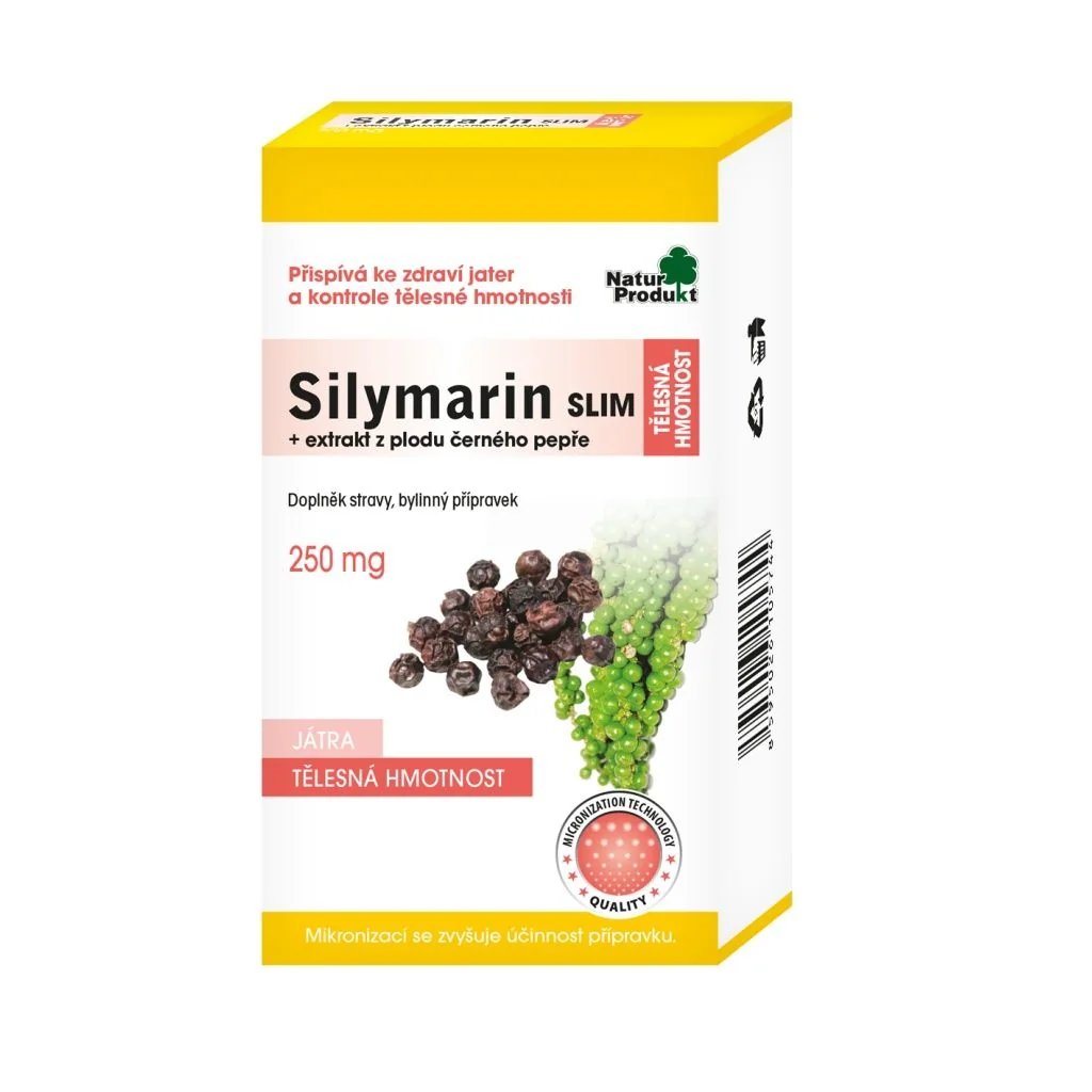 Naturprodukt Silymarin Slim + černý pepř 250 mg 60 tobolek