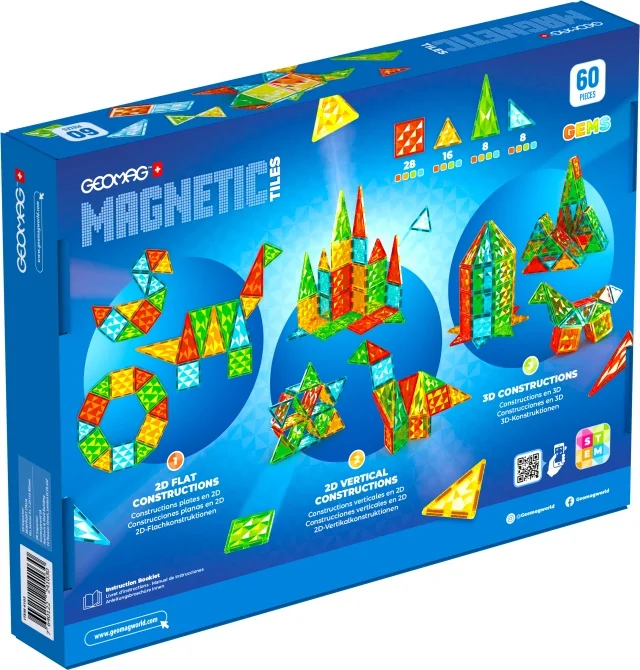 Geomag Magnetic Tiles magnetická stavebnice 60 dílků