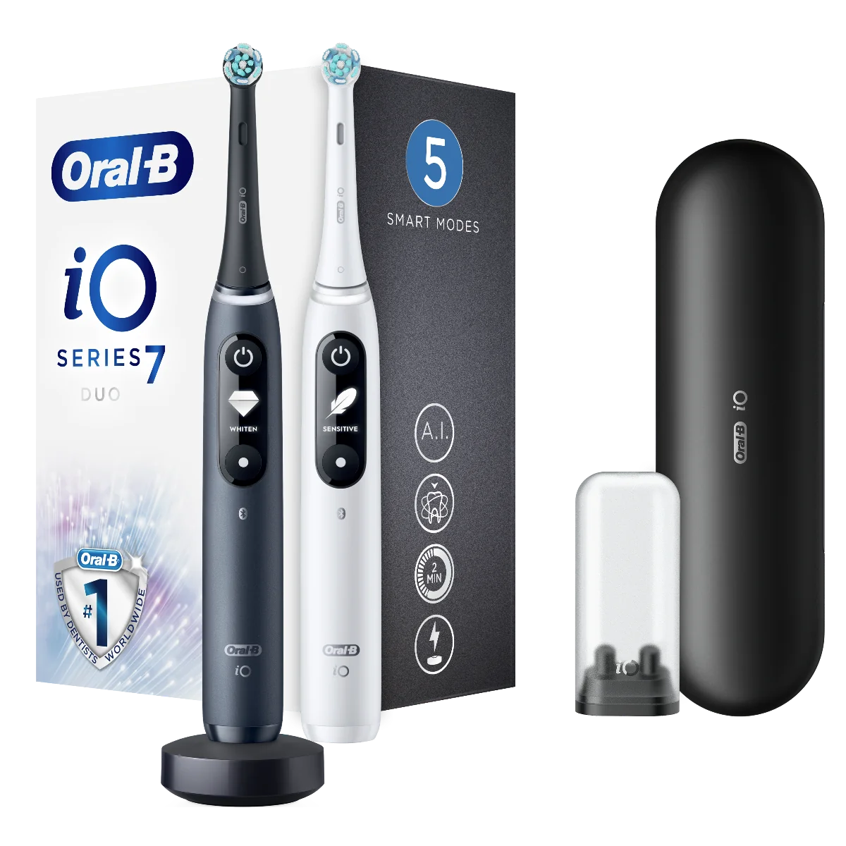 Oral-B iO7 Series Duo Black Onyx Extra Handle elektrický zubní kartáček 2 ks