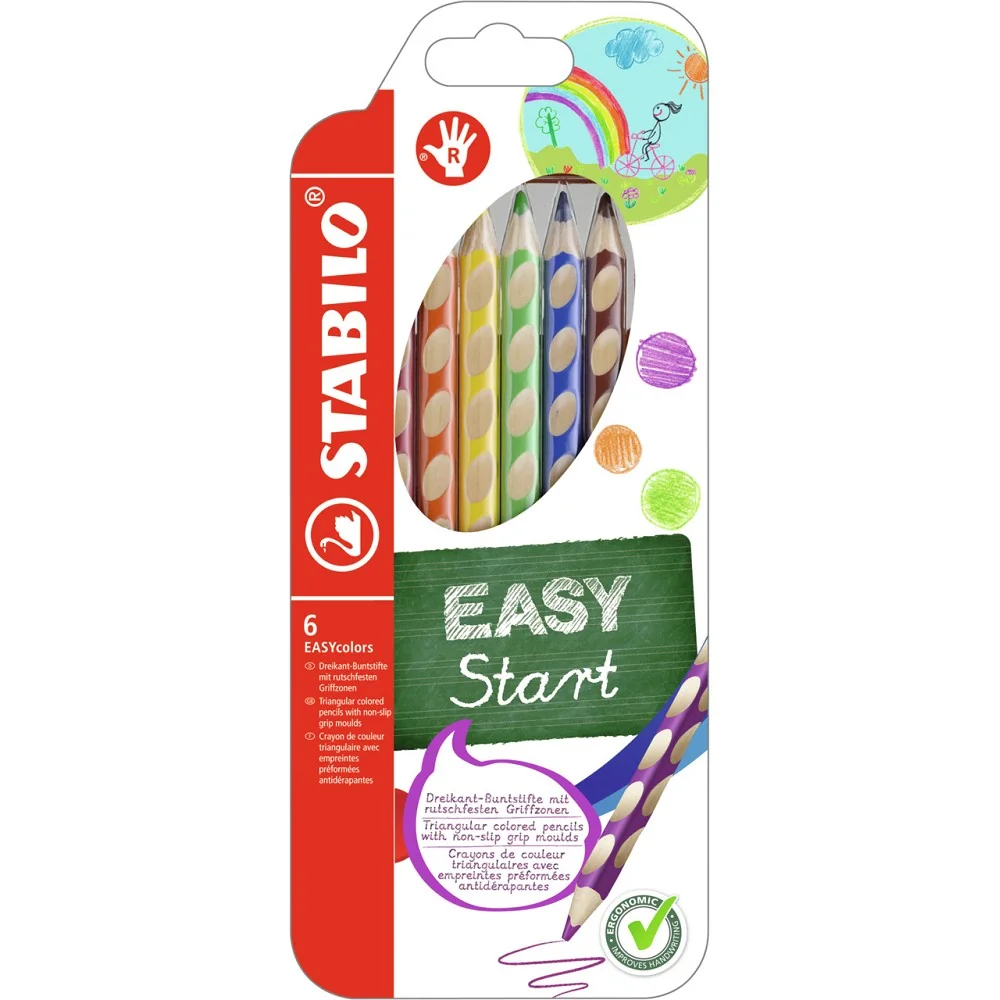 STABILO Ergonomické pastelky pro praváky - EASYcolors - 6 ks sada - 6 různých barev