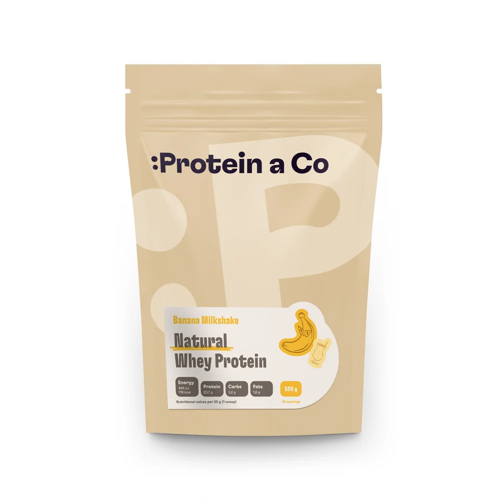 Protein a Co Protein Natural whey prémiový bez chemie 500 g Banana milkshake