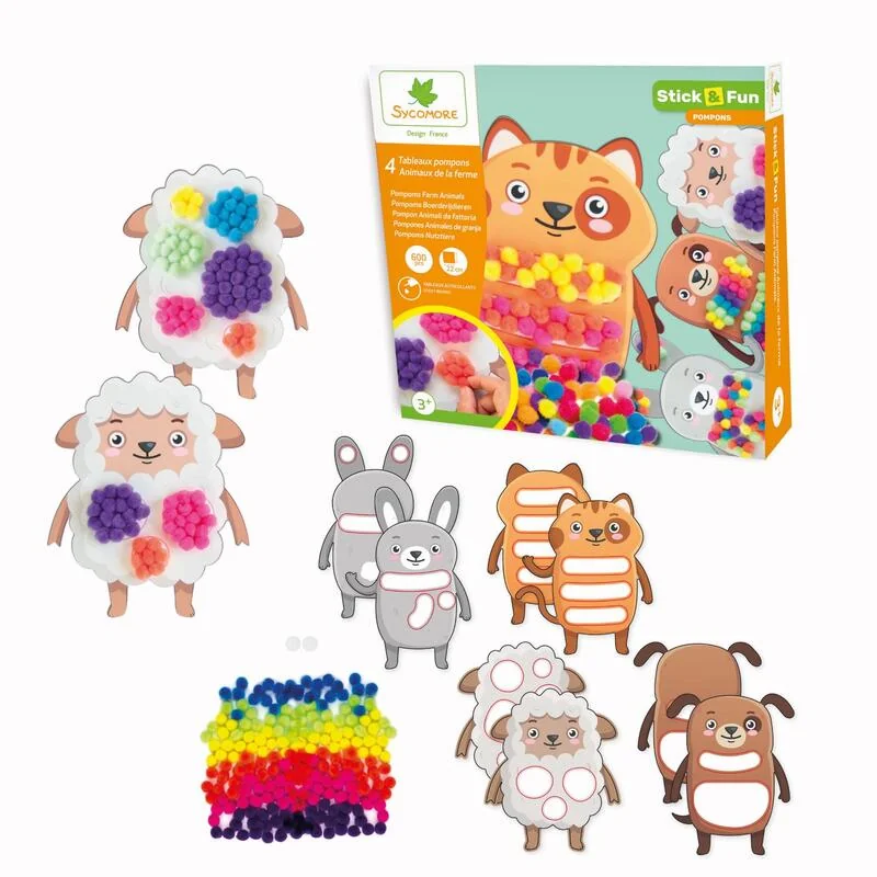 Sycomore Stick & Fun - zdobení bambulkami - domácí zvířátka