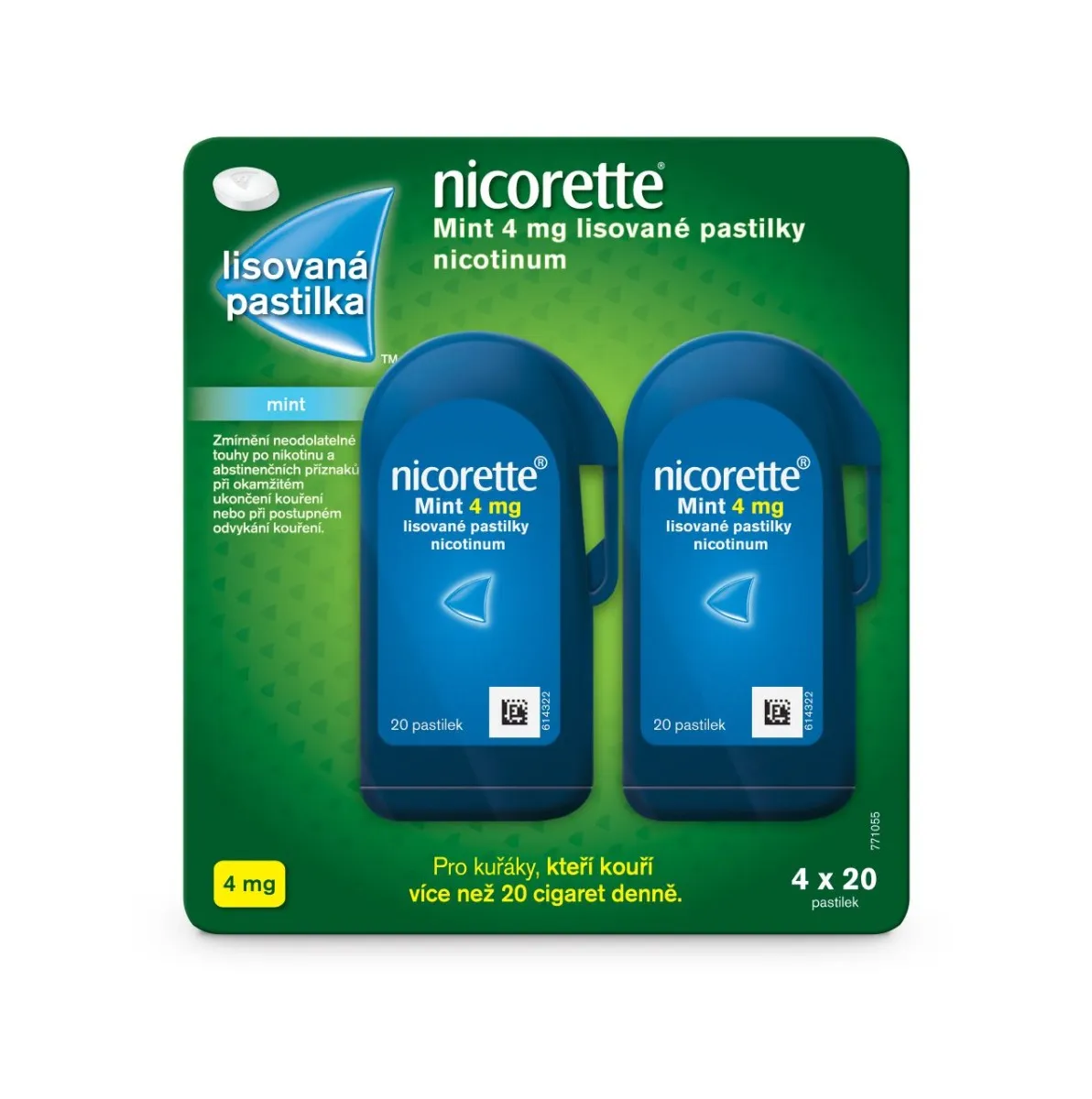 Nicorette Mint 4 mg 4x20 lisovaných pastilek