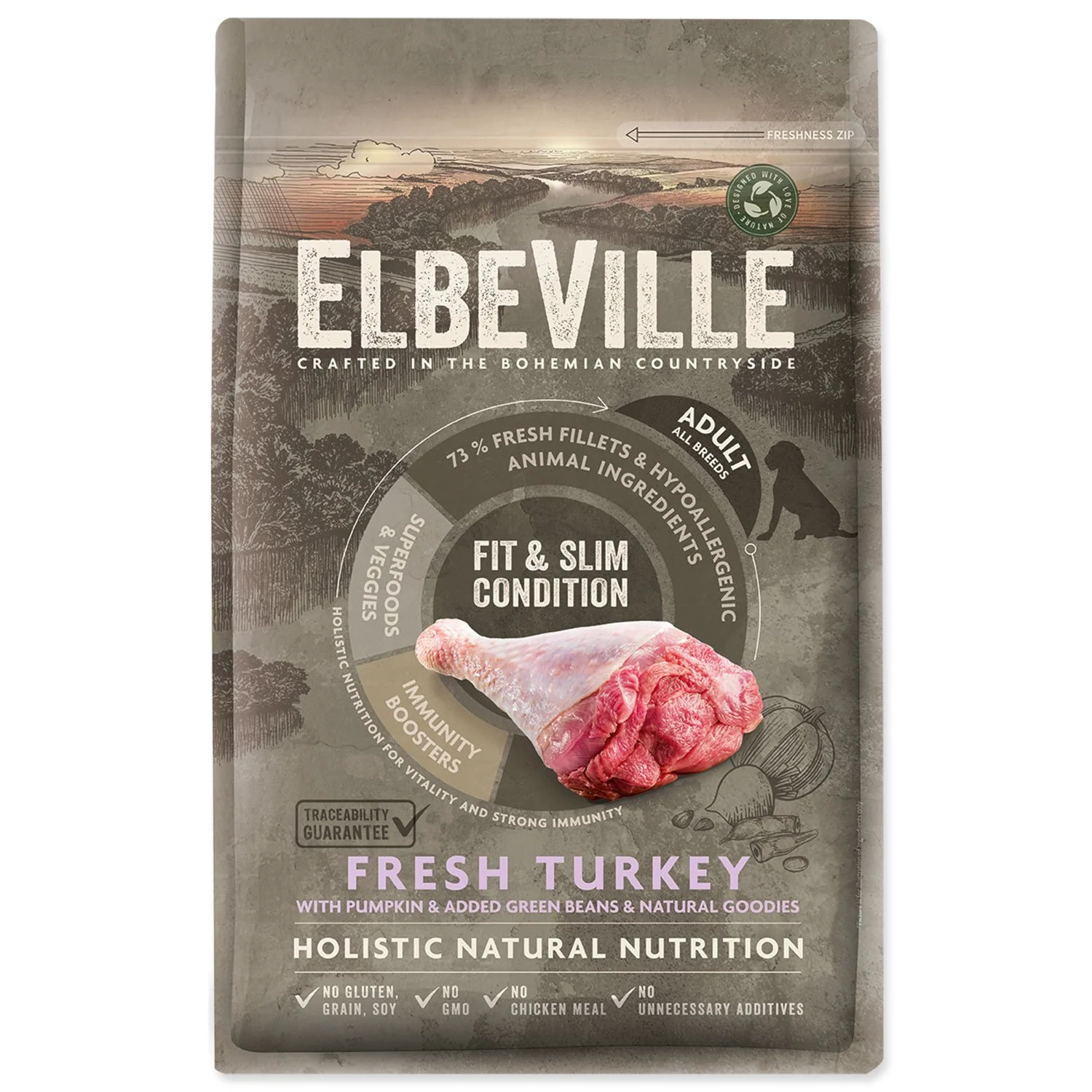 Elbeville Krmivo Adult All Breeds Fit and Slim Condition Fresh Turkey 4kg