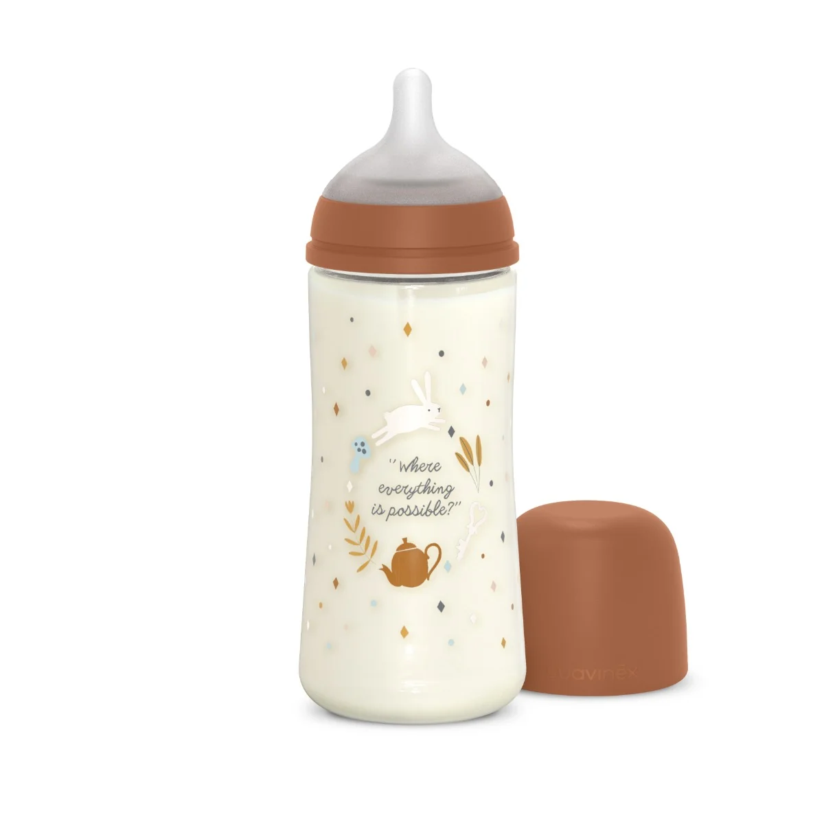 Suavinex Wonderland Kojenecká láhev průtok L 6m+ 360 ml 1 ks hnědá