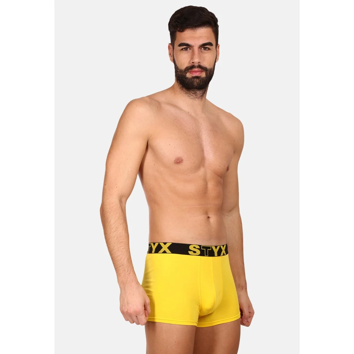 Styx Pánské boxerky sportovní guma žluté (G1068) XXL