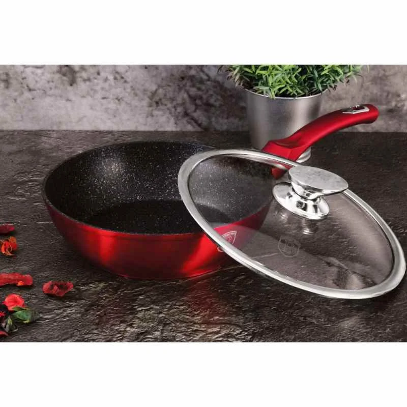 Berlingerhaus Pánev hluboká s mramorovým povrchem a poklicí 24 cm Burgundy Metallic Line