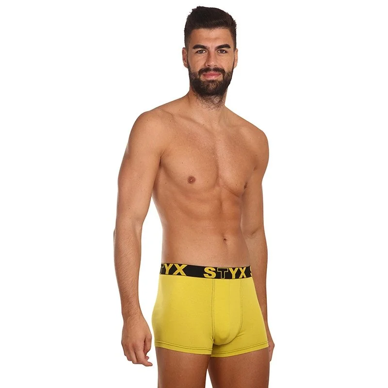 Styx Pánské boxerky sportovní guma zelenožluté (G1065) S