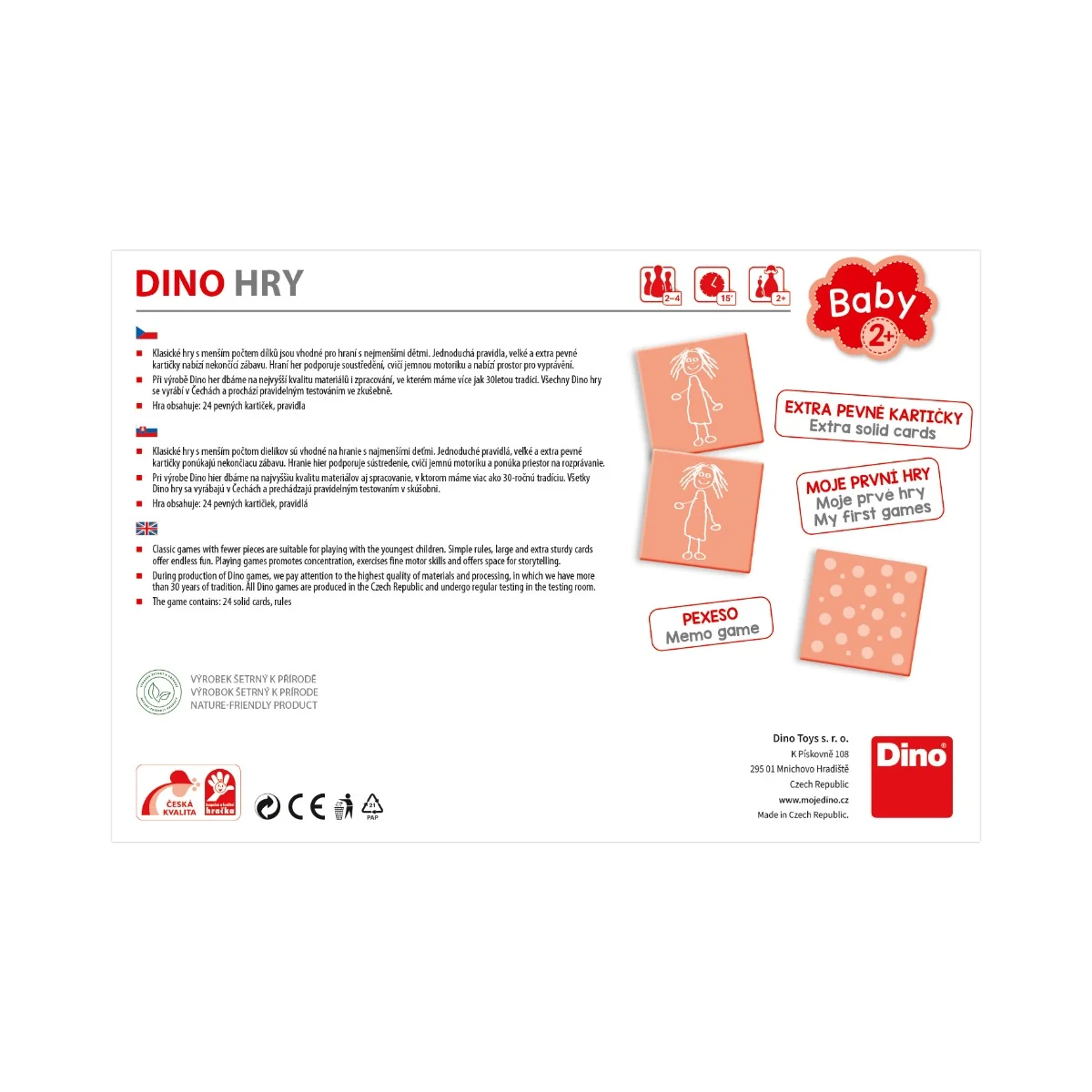 Dino Toys Domácí zvířátka Pexeso Baby 24 kartiček