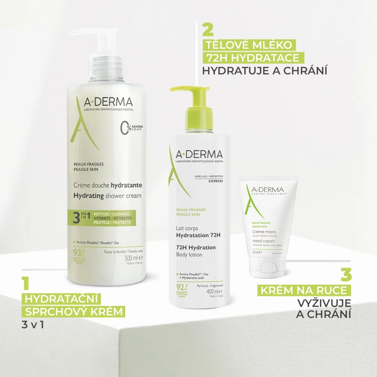 A-Derma Tělové mléko 72h hydratace 400 ml