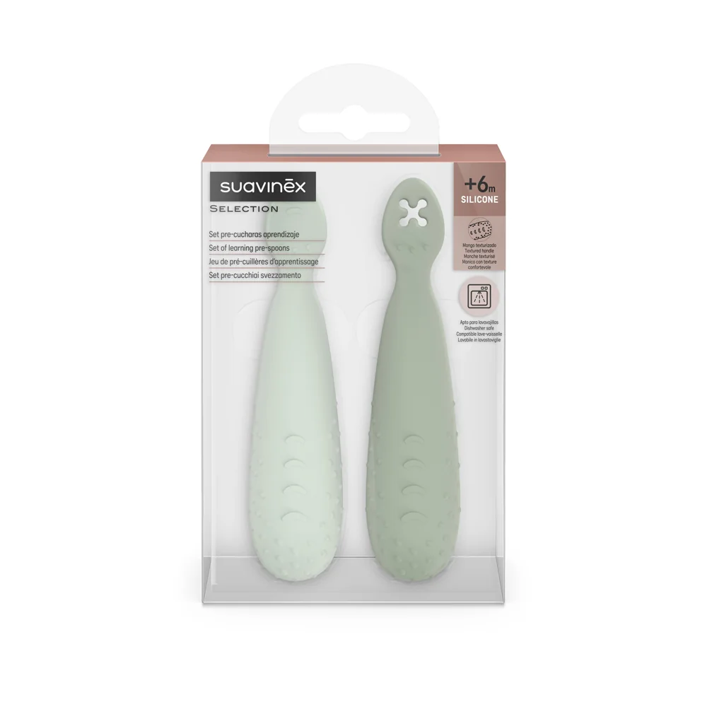 Suavinex Colour Essence Lžičky na učení 6m+ 2 ks zelené