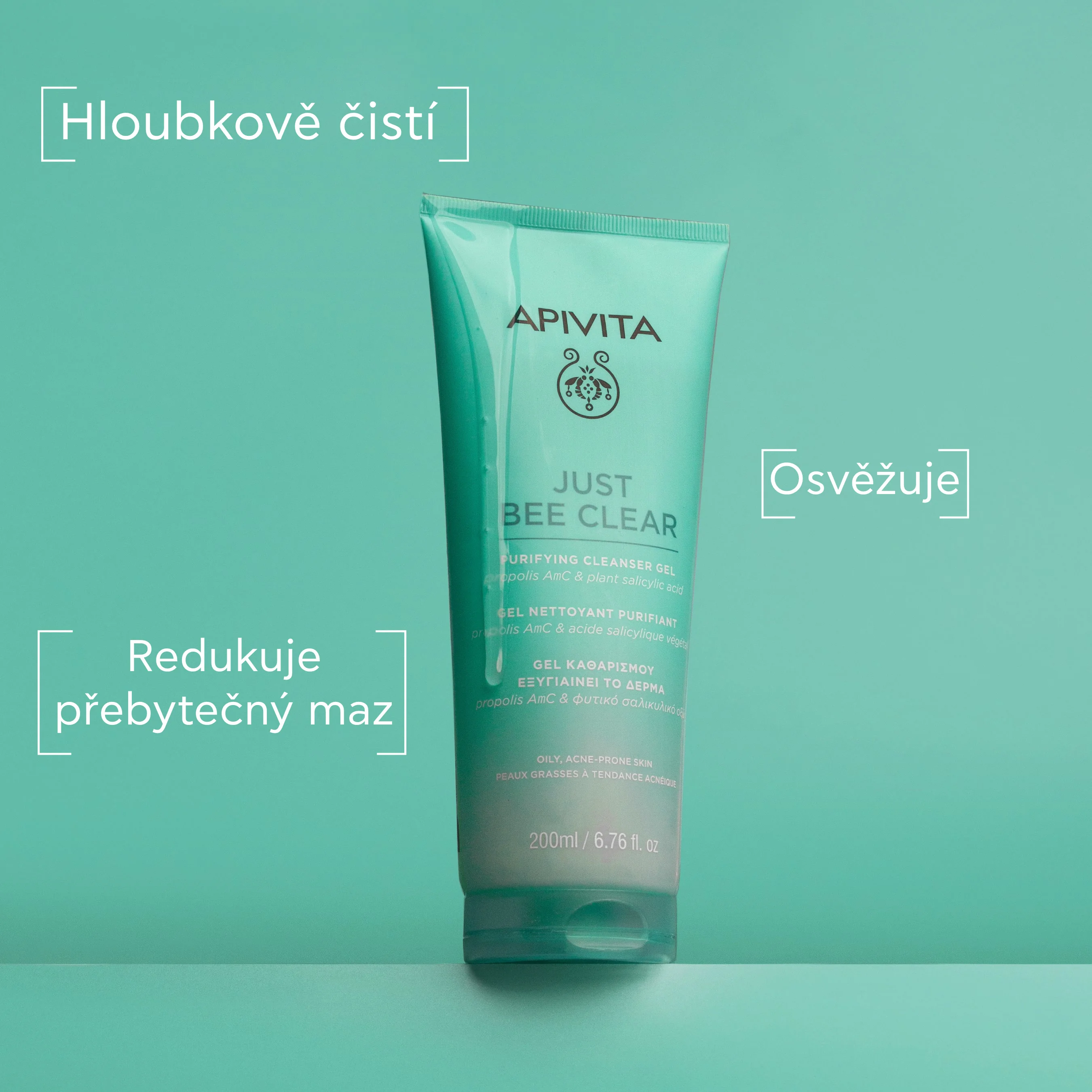 APIVITA Just Bee Clear čisticí gel na pleť se sklonem k akné 200 ml