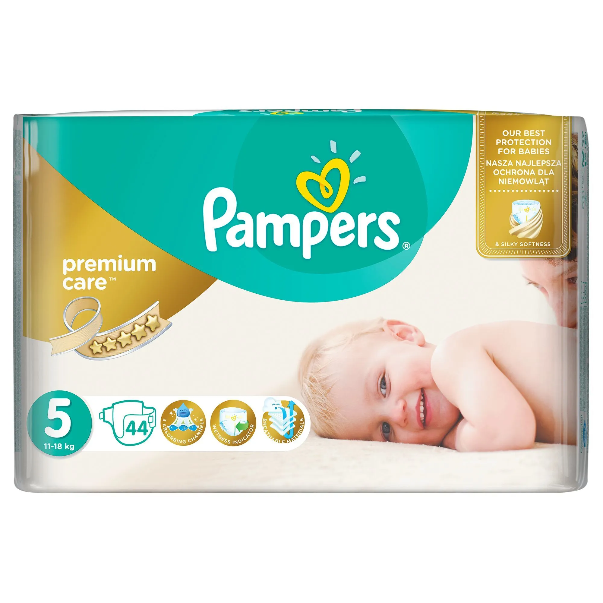 Pampers Premium Care vel. 5 11-16 kg dětské pleny 44 ks 