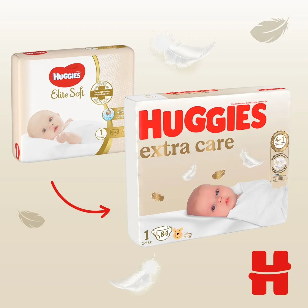 Huggies Elite Soft 1 3–5 kg dětské pleny 84 ks