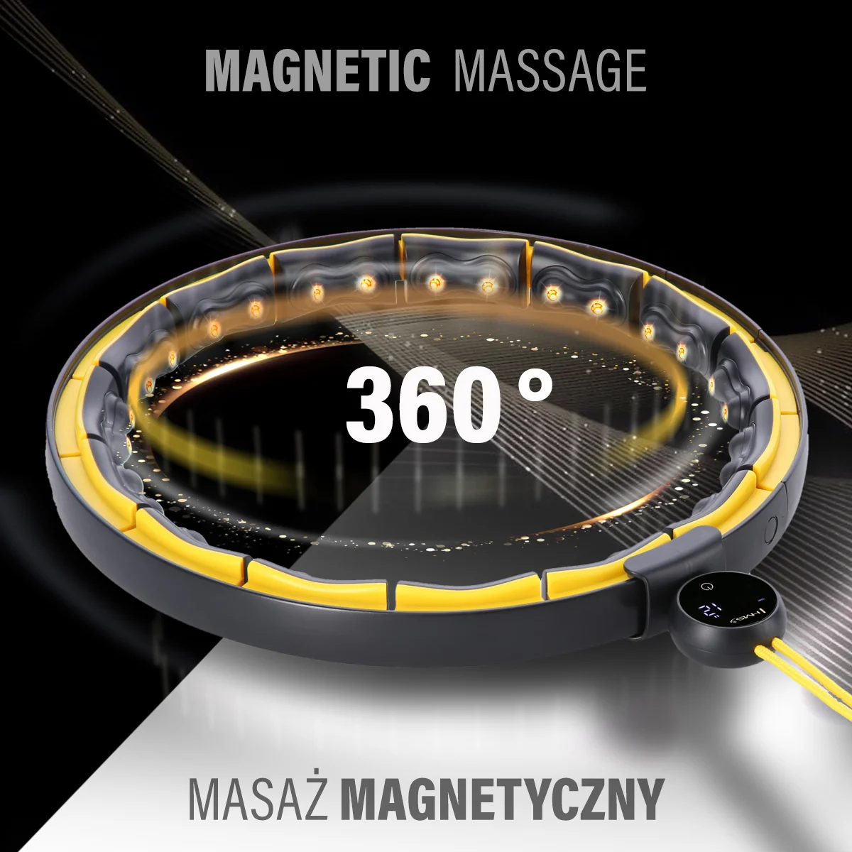 HMS Masážní hula hoop HHM21 se závažím, magnety a počítadlem černá/žlutá