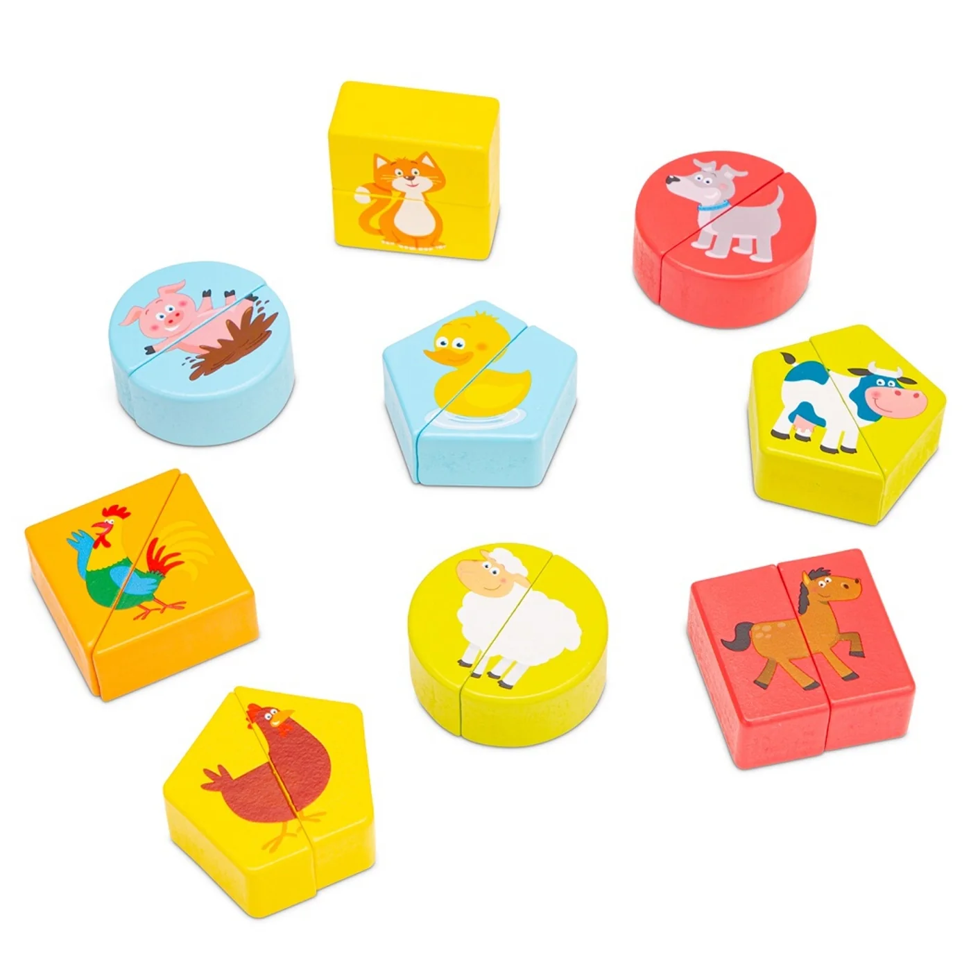New Classic Toys Dřevěné vkládací puzzle - tvary a zvířata