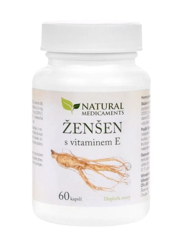 Natural Medicaments Ženšen + vitamín E 60 kapslí
