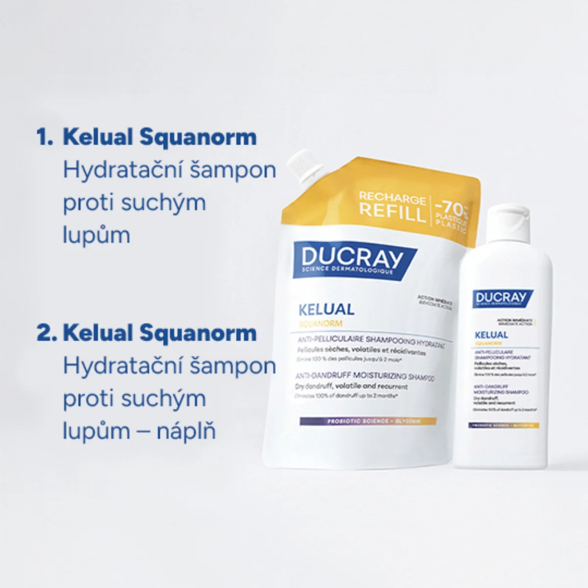 Ducray Kelual Squanorm Hydratační šampon na suché lupy náplň 400 ml