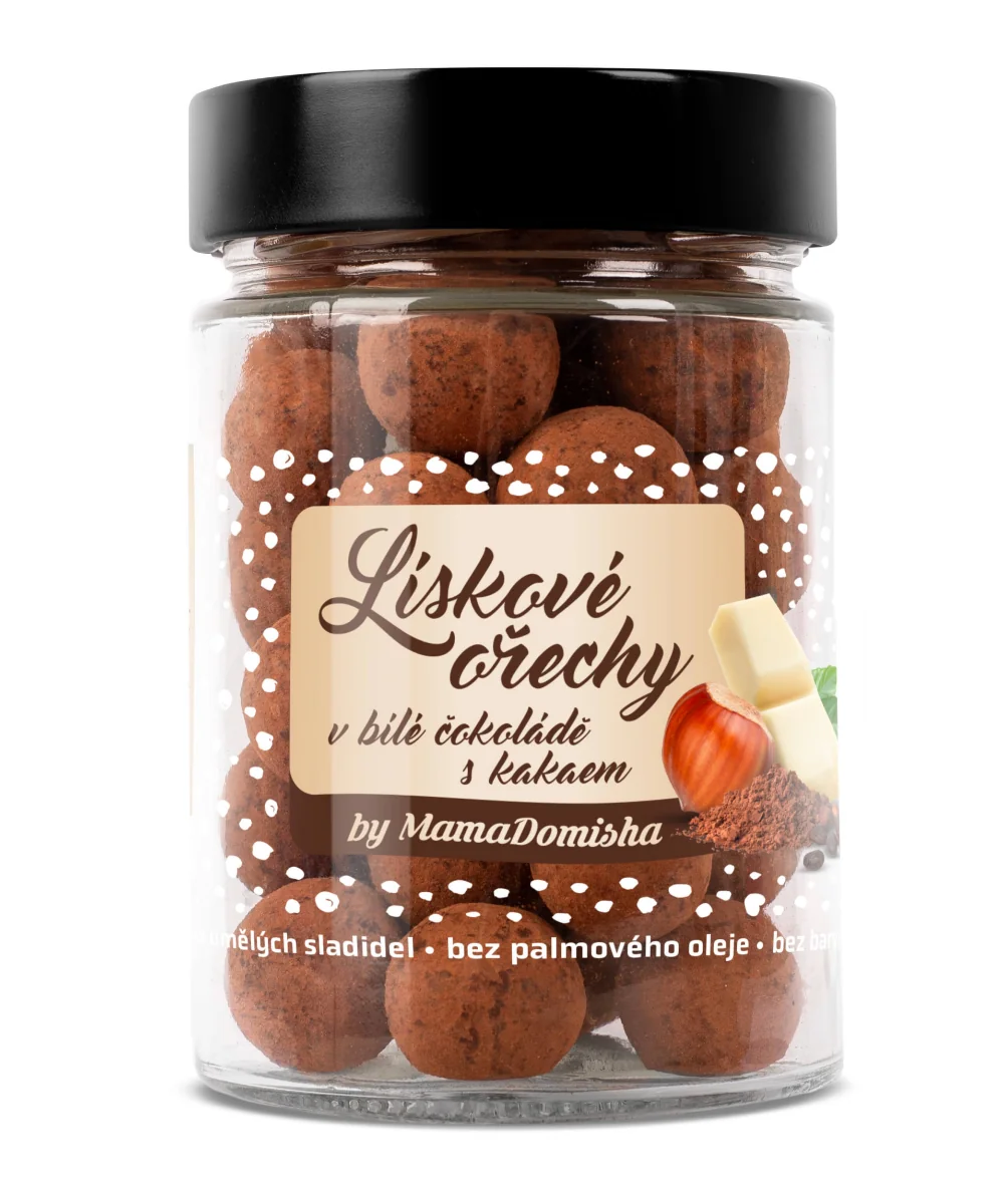 Grizly Lískové ořechy v bílé čokoládě s kakaem by MamaDomisha 200 g