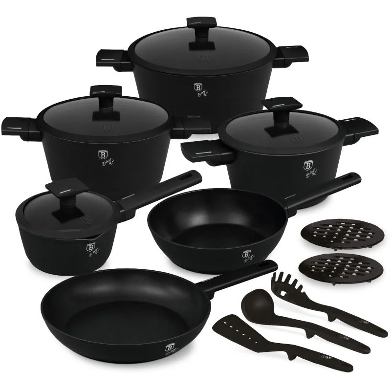 Berlingerhaus Sada nádobí s titanovým povrchem 15 ks Matte Black Collection