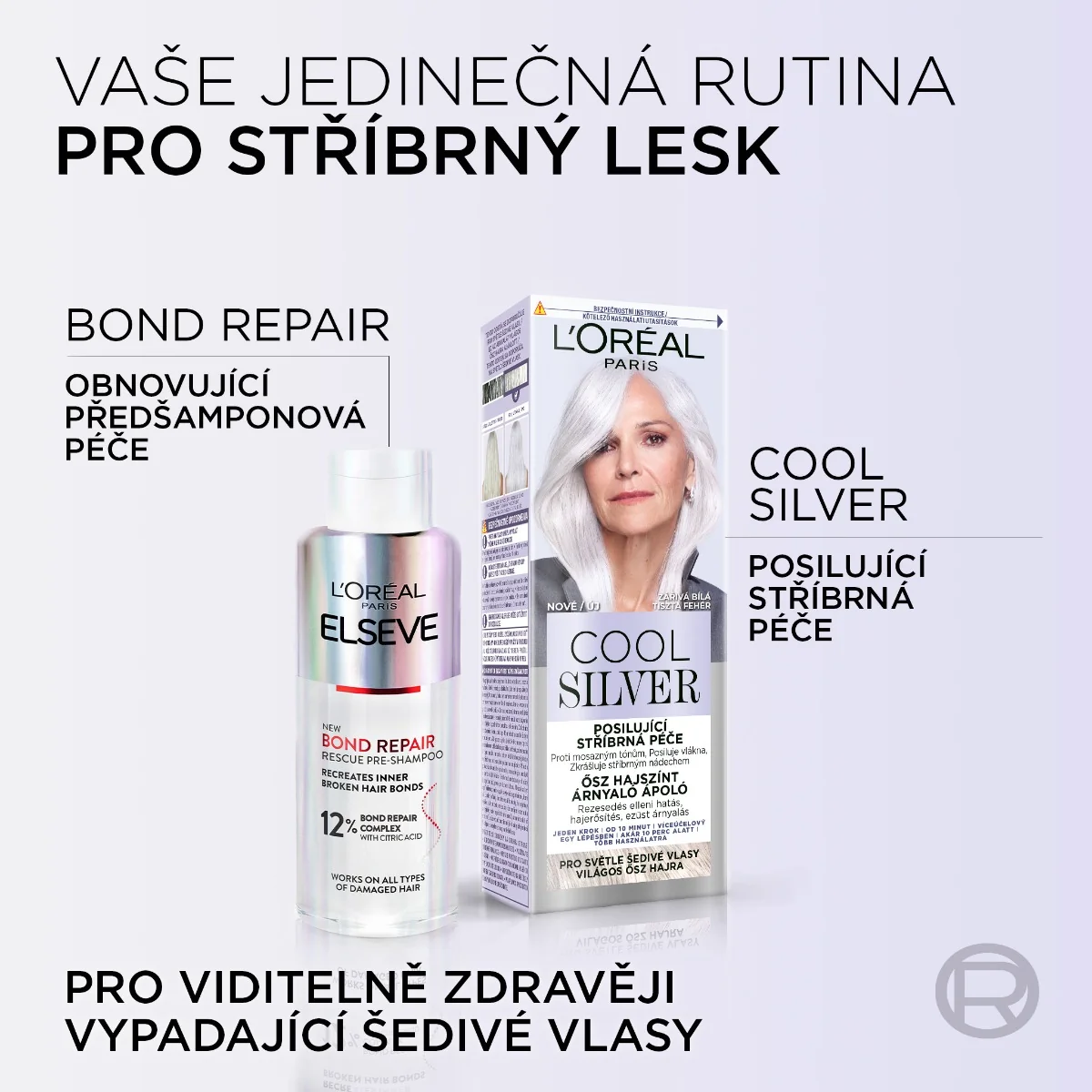 Loréal Paris Cool Silver posilující stříbrná péče 114 ml perleťová bílá