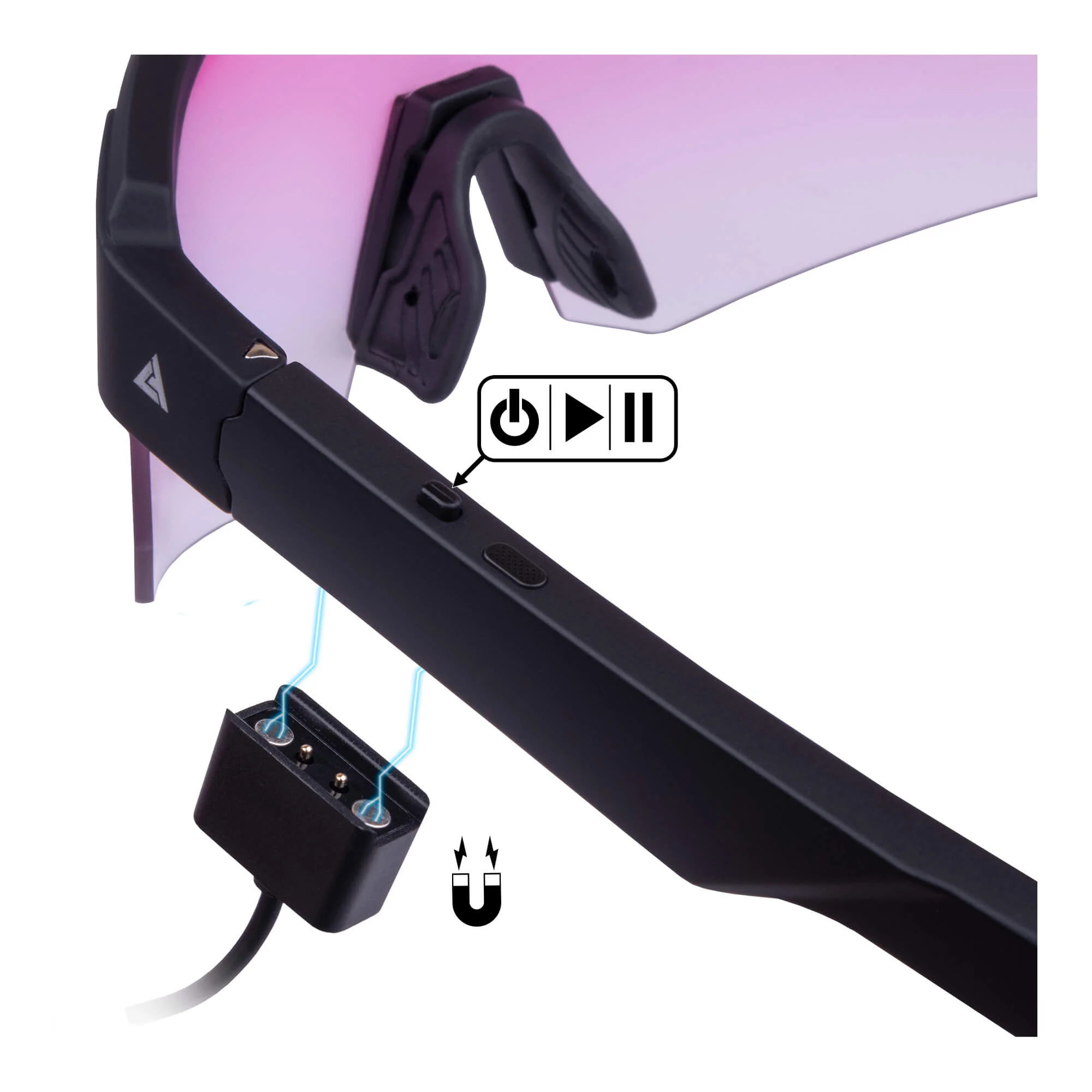 LACETO Bluetooth Sluneční brýle HYBRID BT PINK, fotochromatické Black-Pink